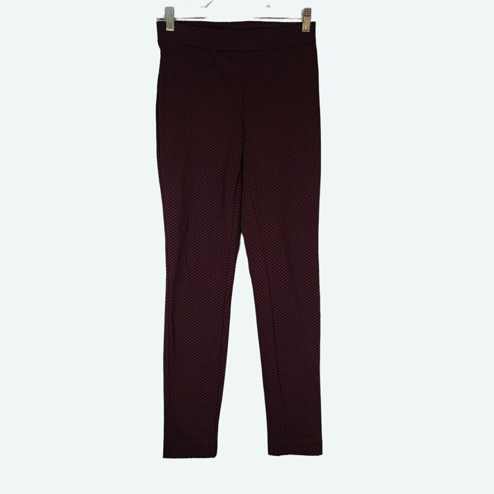Theory Adbelle K Claymont Black‎ Burgundy Ponte Pull On Skinny Pant Size Small